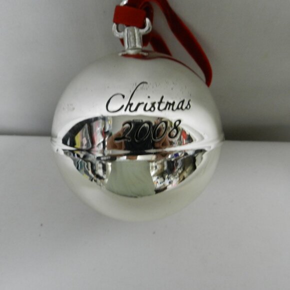 Pottery Barn Silver Music Ball Christmas 2008 ornament silver plated - Picture 1 of 4